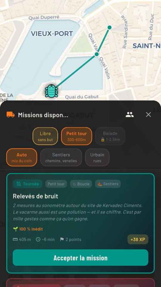 Des missions générées autour de toi